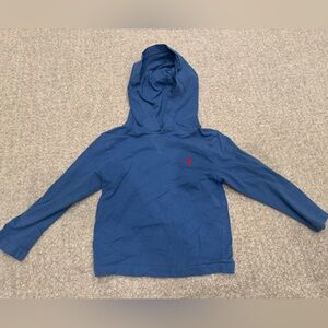 Boys 2T Polo Ralph Lauren hooded cotton top. Size 2T. Blue.